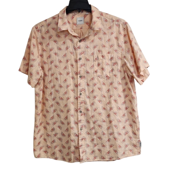 ROWM Other - ROWM Button Up Shirt Mens XL Sun Print Peach Short Sleeve Cotton Casual Pocket